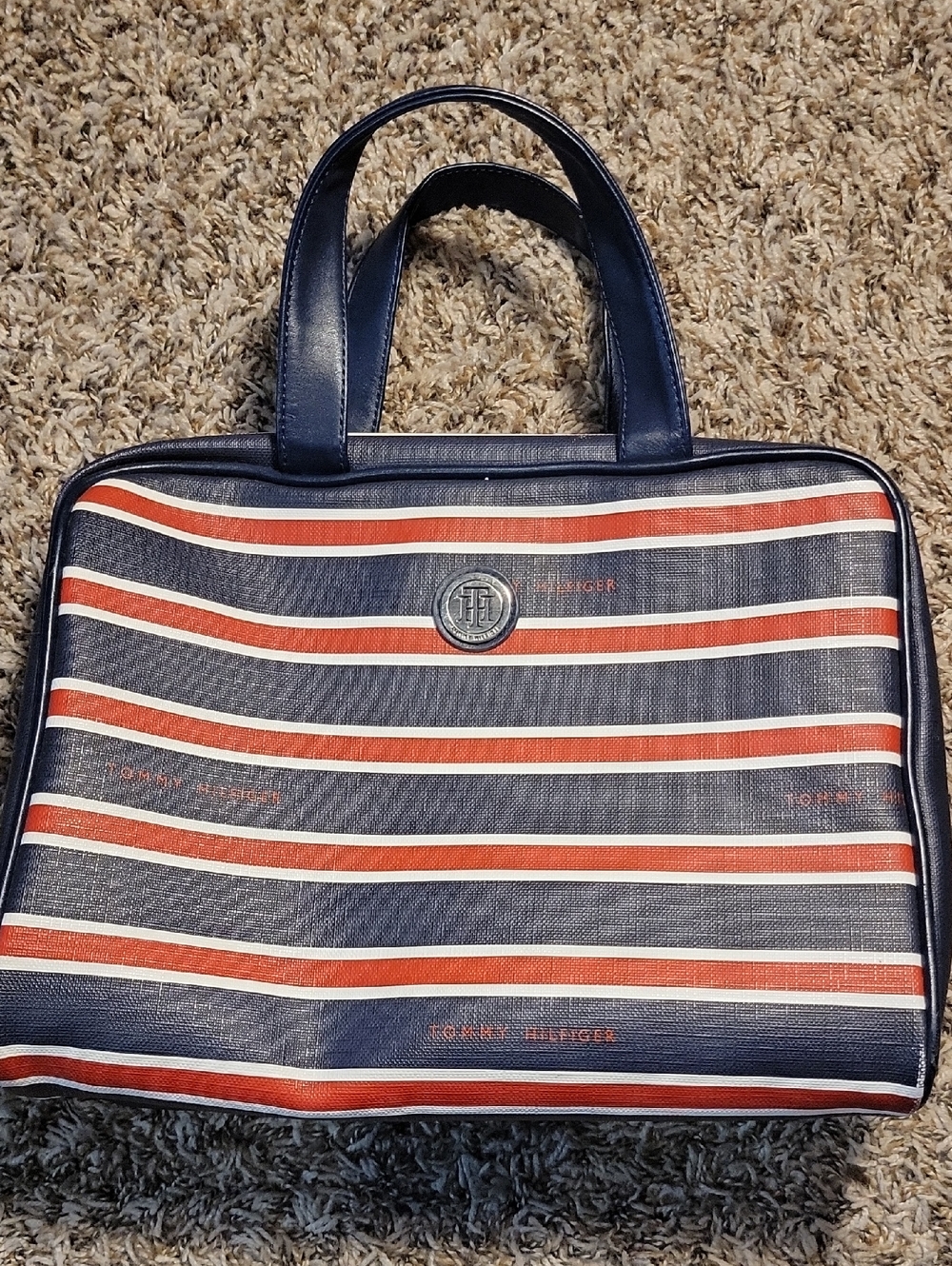 Tommy Hilfiger Navy, Red & White Striped Carry Bag